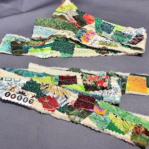 Woodland Fabric Snippet ribbon, fabric snippet strips- for Handmade Journals, Junk Journals, Tags, Pockets,