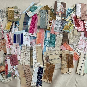 Stitched Snippets / Clusters for Journals in reusable Velcro closure plastic envelope, snippets with fabric, lace, paper, cardstock etc. image 4