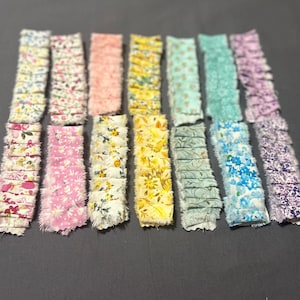 Floral Print, Vintage Style Fabric Print Ruffles for Handmade Journals, Junk Journals, Tags, Pockets, Other Ephemera. Ruffled fabric