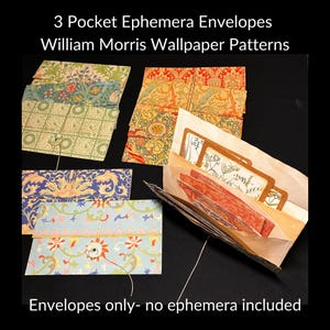 3 William Morris Print Ephemera Envelopes with 3 Interior Pockets. Available in 3 Sizes