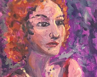 Lady in Red Expressionist figure study in reds and violet