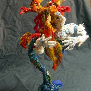 Custom soft Sculpture Mermaid fabric and beaded Art Doll image 4