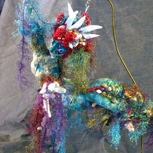 Custom soft Sculpture Mermaid fabric and beaded Art Doll image 2