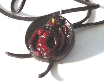 Resin Maroon Cat Women Pendant  Element EARTH pagan cat jewelry