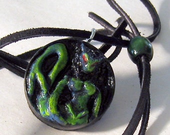 Resin Blue Green Cat Women Pendant Pagan Element WATER Pagan Jewelry