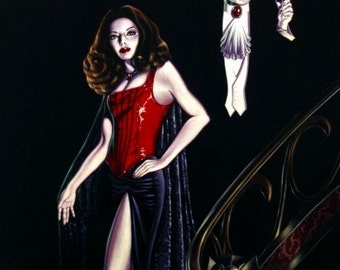 Vampire Nosferatu and His Bride Digital black, white and red vampire print