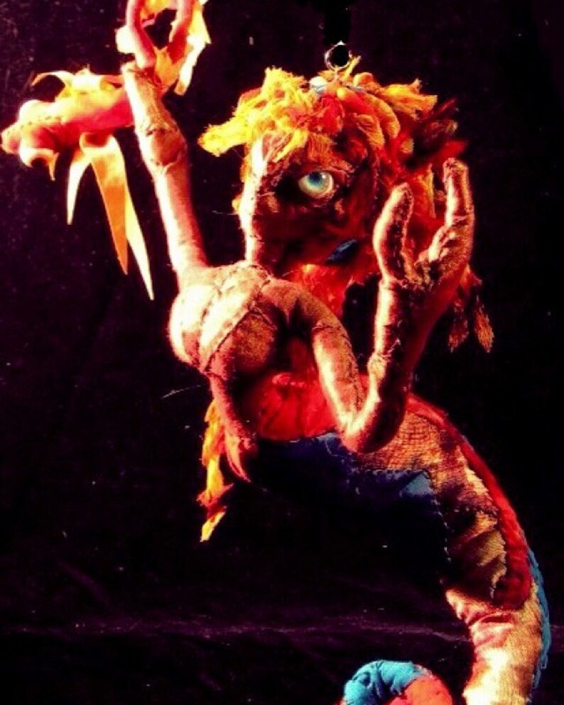 Custom soft Sculpture Mermaid fabric and beaded Art Doll image 5