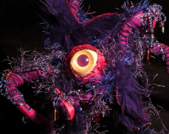 Zara, Wrathful Ruler fabric monster art doll