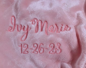 Personalized Baby Blanket - Minky Blanket New Baby Gift - Embroidered Small Blanket - Monogrammed Minky Blanket - Luxury Baby Gift Plush