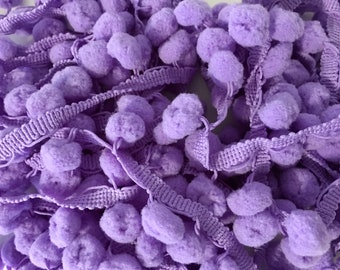 Pom Pom Trim 5 yards - 1/2" Ball Trim - Light Purple Pom Pom Fringe - Sewing Embellishment - Felt Ball Garland - Bobble Trim