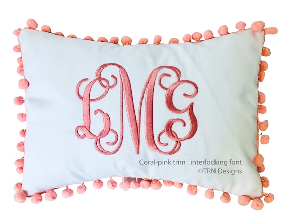 CUSTOM Monogrammed Pom Pom Pillow