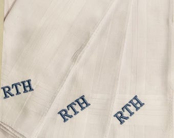 Monogrammed Cotton Handkerchief Set of 6 Personalized