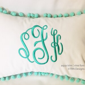 Monogrammed Pillow Cover Pom Pom Pillow Personalized - Etsy