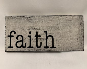 Wood Block Faith Sign - Hand Painted Sign - Shelf Filler - Tray Decor