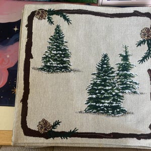 Vintage Christmas Wintery Placemats and Table Runners, 2 Table Runners, 12 placemats