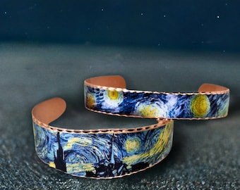 Van Gogh Jewelry, STARRY NIGHT Cuff Bracelet, Van Gogh Art Jewelry, Van Gogh Cuff, Copper Bracelet, Copper Art Cuff, Handmade Copper Cuff