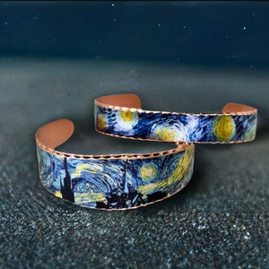 Van Gogh Jewelry, STARRY NIGHT Cuff Bracelet, Van Gogh Art Jewelry, Van Gogh Cuff, Copper Bracelet, Copper Art Cuff, Handmade Copper Cuff