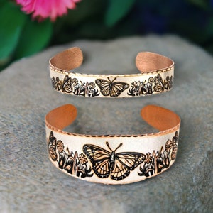 BUTTERFLY Copper Cuff Bracelet, Butterfly Jewelry Gifts, Butterfly Jewelry for Women, Butterfly Art Bracelet, Butterfly Jewelry for Women image 1