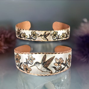 HUMMINGBIRD Cuff, Hummingbird Bracelet, Hummingbird Gifts, Hummingbird Jewelry for Women, Copper Art Bracelet, Gift for Her, Woman Gift