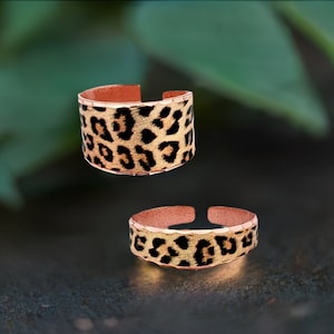 COPPER Ring, LEOPARD Print Ring, Copper Art Ring, Handcrafted Copper Ring Pure Copper & Colorful Artwork, Adjustable Copper Ring, Urbanrose