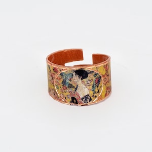 Klimt &#39;Lady With a Fan&#39; Copper Art Ring