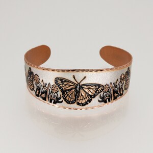 BUTTERFLY Copper Cuff Bracelet, Butterfly Jewelry Gifts, Butterfly Jewelry for Women, Butterfly Art Bracelet, Butterfly Jewelry for Women Wide