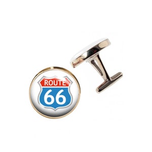 Photo Cufflinks, Custom Cufflinks, Art Cufflinks, Picture Cufflinks, Handmade Cufflinks, Bronze Cufflinks, Photo Art Cuff Links, ROUTE 66