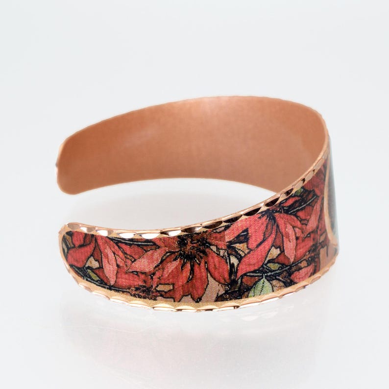 Alphonse Mucha Copper Cuff Bracelet: Ruby Art Nouveau Jewelry image 4