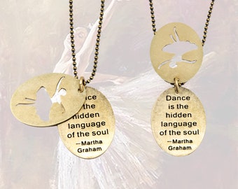 Etched Quotation Pendant, Inspirational Quote Pendant, Dancer Pendant, Brass Pendant, Urbanrose