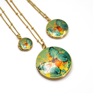 Photo Locket, ABSTRACT BUTTERFLY  Image Locket, Altered Art Locket, Resin-Sealed Locket, Keepsake Locket, Urbanrose