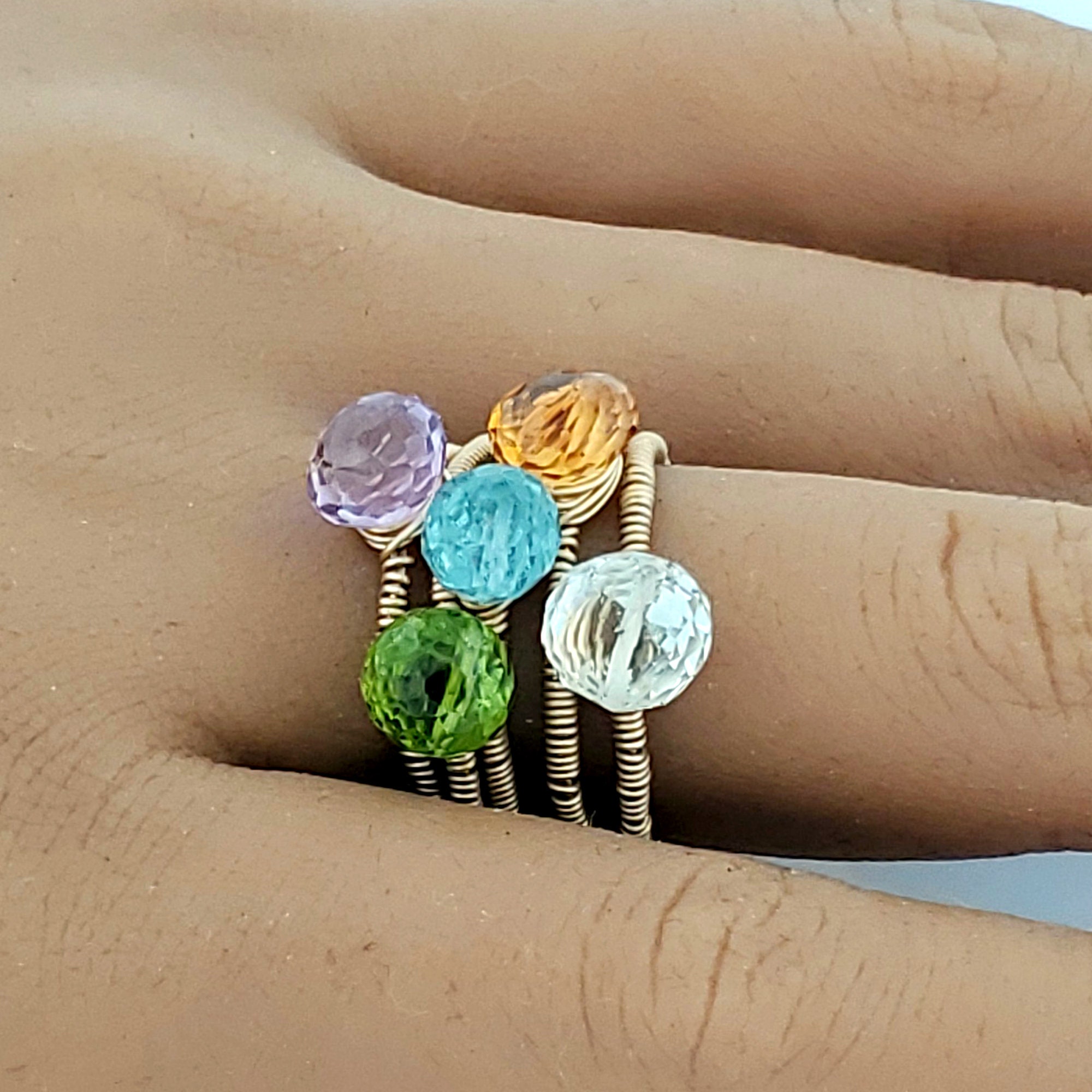 14K Handmade Gemstone Ring Gemstone Cluster Ring Gold Filled | Etsy