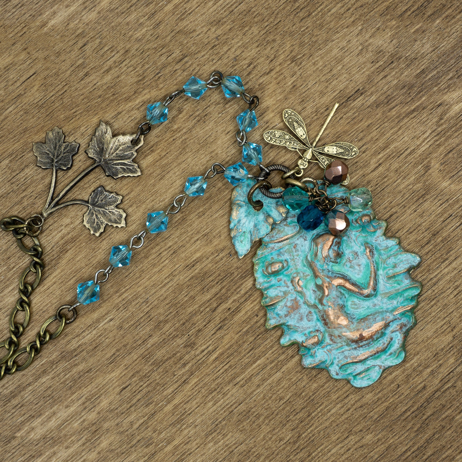 Patina Jewelry Copper Patina Leaf Necklace Bohemian Jewelry Etsy Sweden