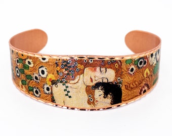 NEW Design! Copper Bracelet, Klimt Jewelry, Copper Cuff, Klimt MOTHER & CHILD Copper Bracelet, Copper Art Cuff, Gustav Klimt Bracelet