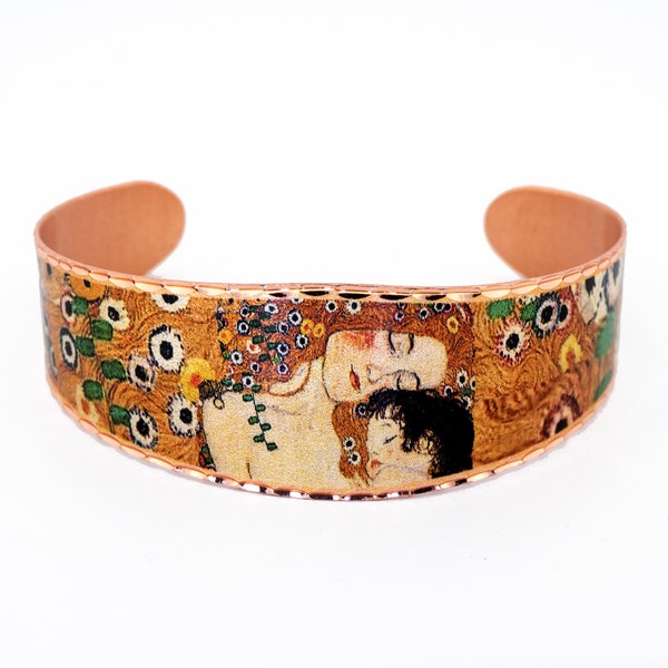 Nouveau design! Bracelet en cuivre, Bijoux Klimt, Manchette en cuivre, Bracelet en cuivre Klimt MÈRE ET ENFANT, Manchette d’art en cuivre, Bracelet Gustav Klimt