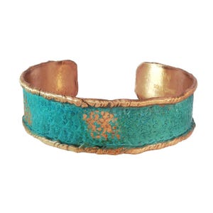 Handmade Verdigris Copper Cuff Bracelet: Rustic Patina, Adjustable Bild 5