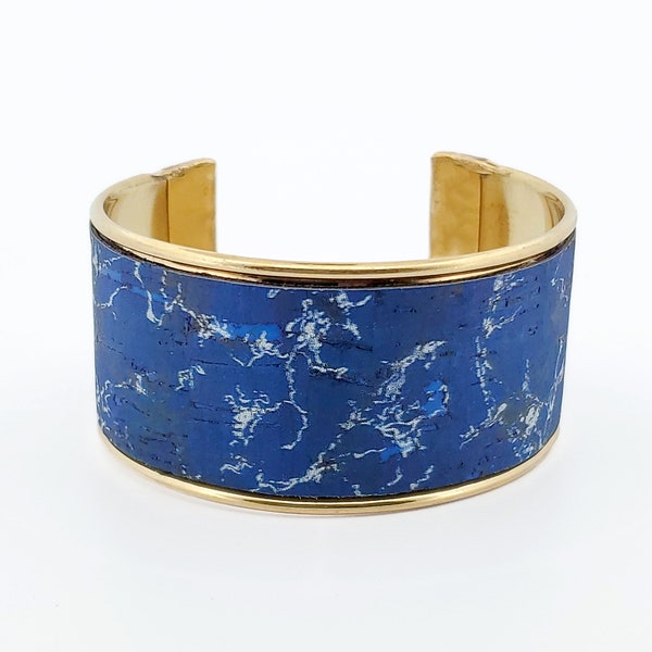 Cork Bracelet, BLUE MARBLE Bracelet, Natural Cuff, Portuguese Jewelry, Cork Leather, Portuguese Cork, Natural Jewelry, Eco-Friendly Jewelry