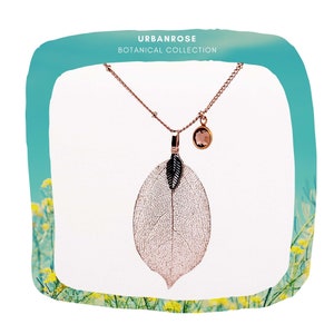 Leaf Necklace, Natural Leaf Pendant, Swarovski Leaf Pendant, Real Leaf Pendant, Gold Leaf Jewelry, Fall Leaves, ROSE GOLD Leaf Pendant