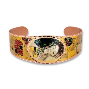 NEW Design! Copper Bracelet, Klimt Jewelry, Copper Cuff, Gustav Klimt THE KISS Copper Bracelet, Pure Copper Art Cuff, Gustav Klimt Bracelet