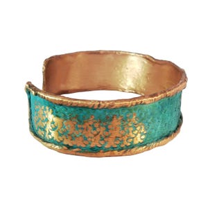 Handmade Verdigris Copper Cuff Bracelet: Rustic Patina, Adjustable Bild 6