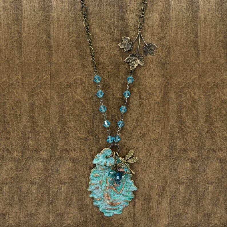 Patina Jewelry Copper Patina Leaf Necklace Bohemian Jewelry Etsy