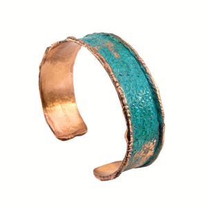 Handmade Verdigris Copper Cuff Bracelet: Rustic Patina, Adjustable Bild 8