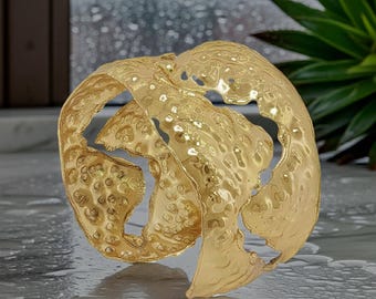 Copper Cuff Bracelet with Gold Overlay: Puffed with Asymmetrical Cutouts