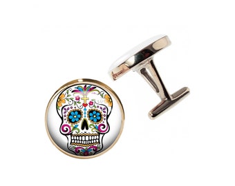 Photo Cufflinks, Custom Cufflinks, Art Cufflinks, Picture Cufflinks, Handmade Cufflinks, Bronze Cufflinks, 60's Cufflinks, SUGARSKULL