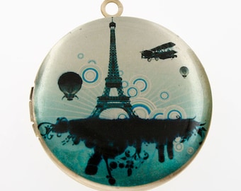 Altered Art PHOTO LOCKET - Paris Art Deco Eiffel Tower - Art Locket