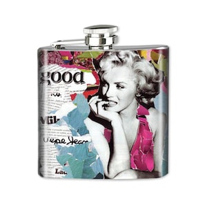 Photo Art Flask, Groomsmen Flask, Flask for Men, Graphic Hip Flask, Whiskey Flask, Novelty Flask, Stainless Steel Hip Flask, Picture Flask