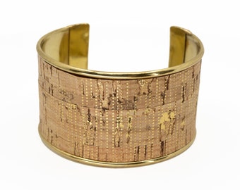 Portugal Jewelry, Portuguese Cork Cuff, HANDMADE Cork & Brass Cuff Bracelet, Cuff, Brass Cuff, Cork Cuff, Metallic Cork, Channel Cuff