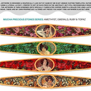 Alphonse Mucha Copper Cuff Bracelet: Ruby Art Nouveau Jewelry image 9