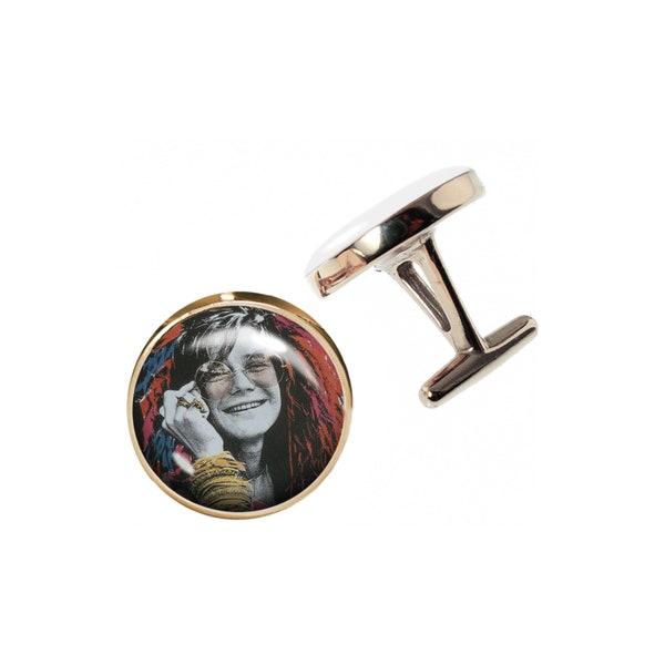 Photo Cufflinks, Custom Cufflinks, Art Cufflinks, Picture Cufflinks, Handmade Cufflinks, Bronze Cufflinks, 60's Cufflinks, JANIS JOPELIN