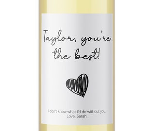 Thank You Wine Labels Digital Download, Customized Thank You Gift, Best Friend Thank You Gift for Women, Editable Wine Bottle Labels