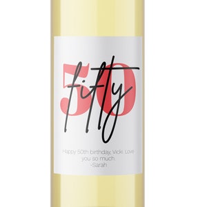 50th Birthday Wine Bottle Labels Digital, Printable Wine Label Birthday, Editable Wine Labels, Happy Birthday Gifts for Women